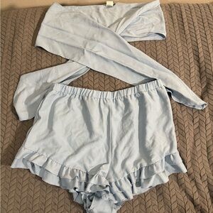 SHEIN Blue two piece set with Wrap Top